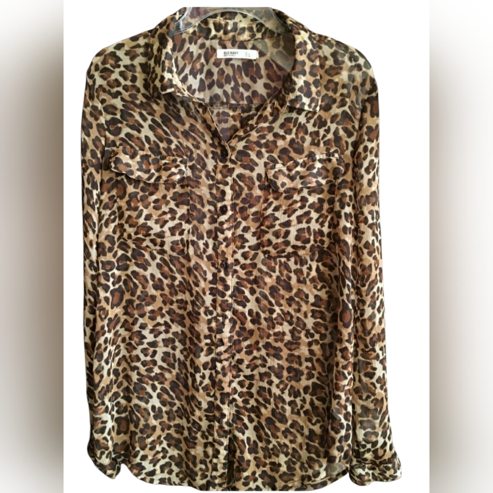 ANIMAL PRINT LEOPARD LONG SLEEVE  BLOUSE